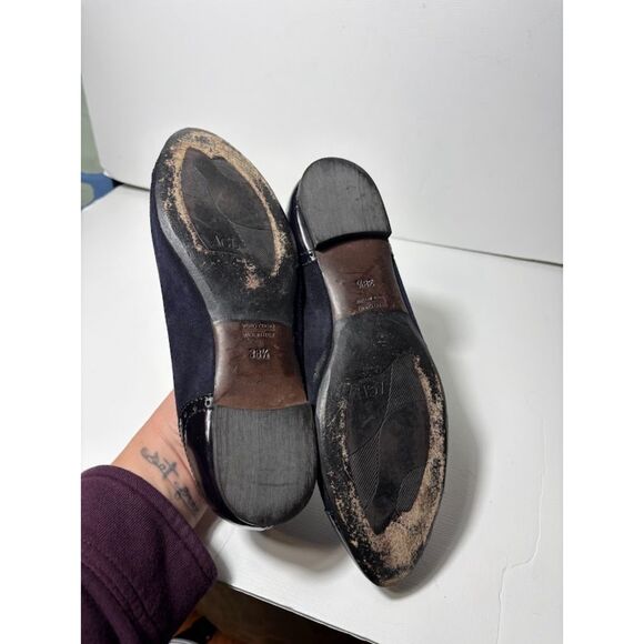 AGL Ballet Flats women's size 38.5 8 blue suede leather toe cap preppy ballerina - Picture 7 of 7